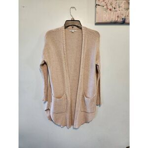 American Eagle Outfitters Cardigan Women's S Tan Cotton Long Sleeve Open Front